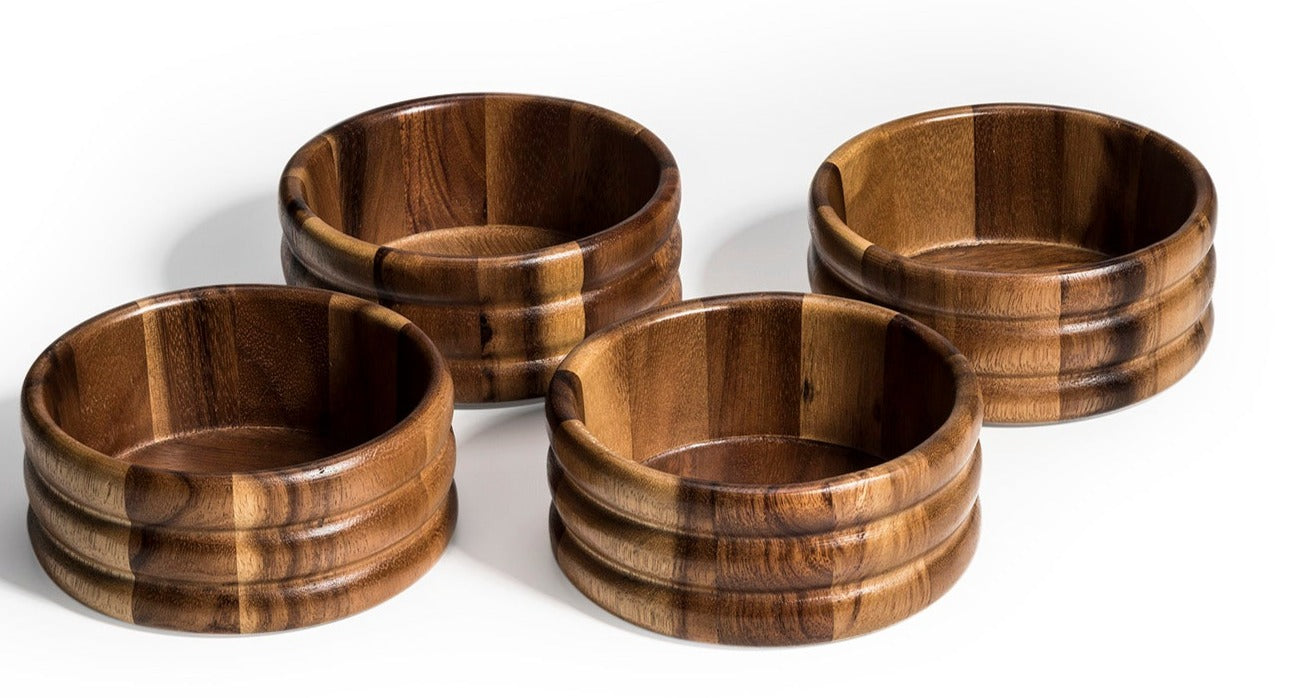 Acacia Wood Salad Bowls Set of 4