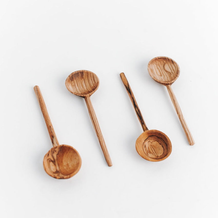 Olive Wood Coffee Spoons Set of 4