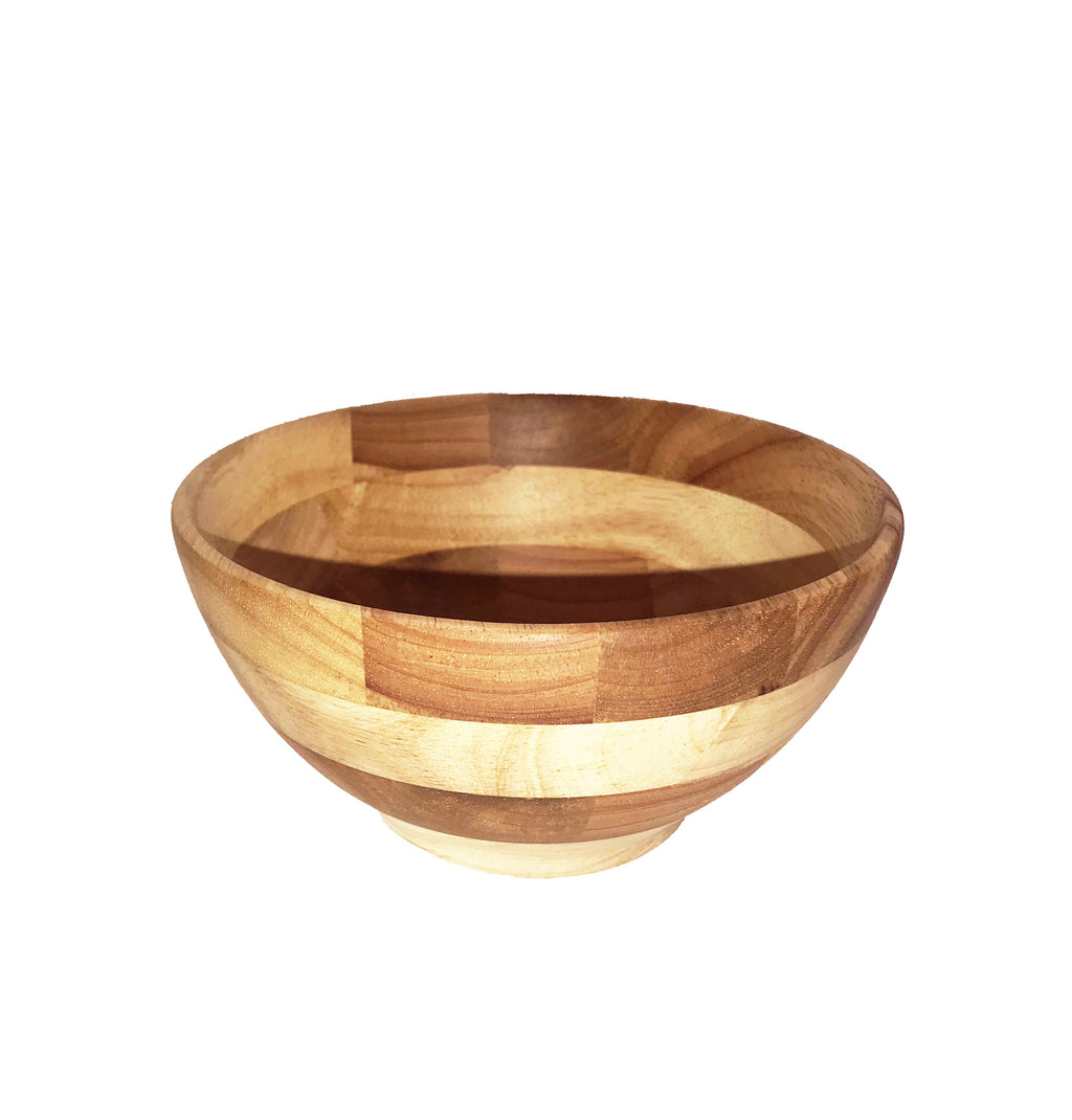 Acacia Wood Large Round Salad Bowl 10" Set of 6