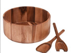 Acacia Wood Extra Large Salad Bowl Set with Servers
