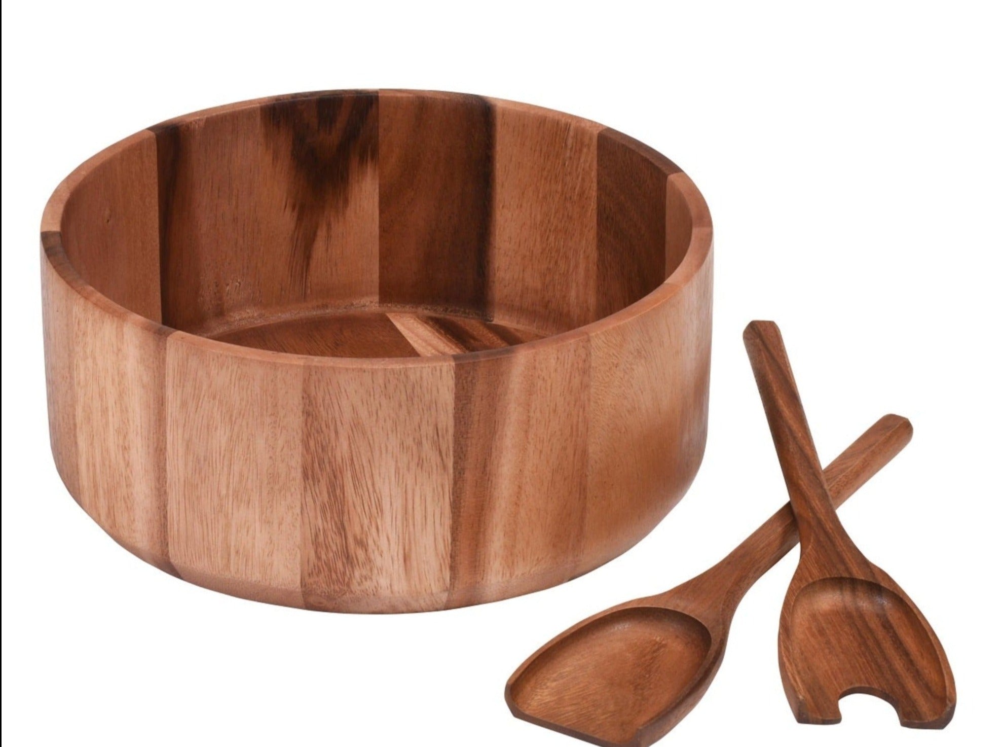 Acacia Wood Extra Large Salad Bowl Set with Servers