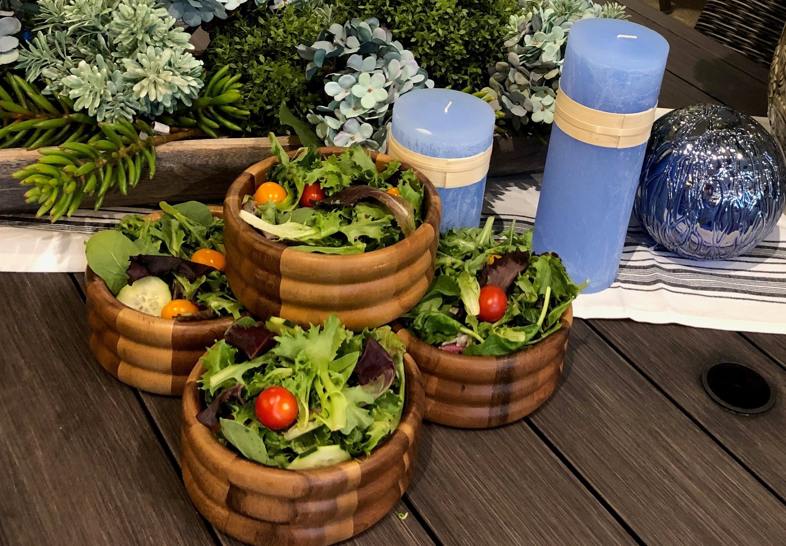 Acacia Wood Salad Bowls Set of 4