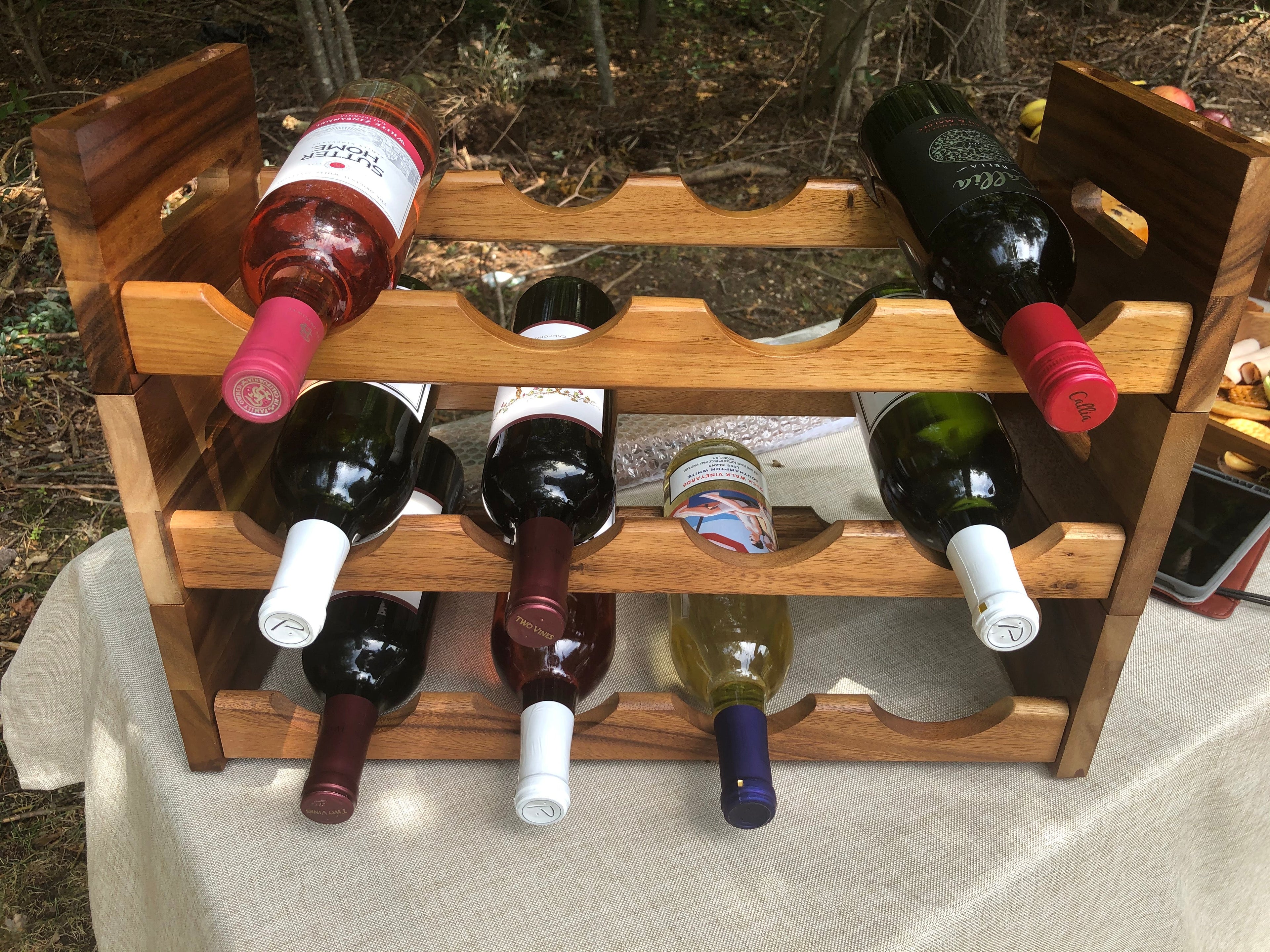 Acacia Wood Stackable Wine Rack 4 Bottle