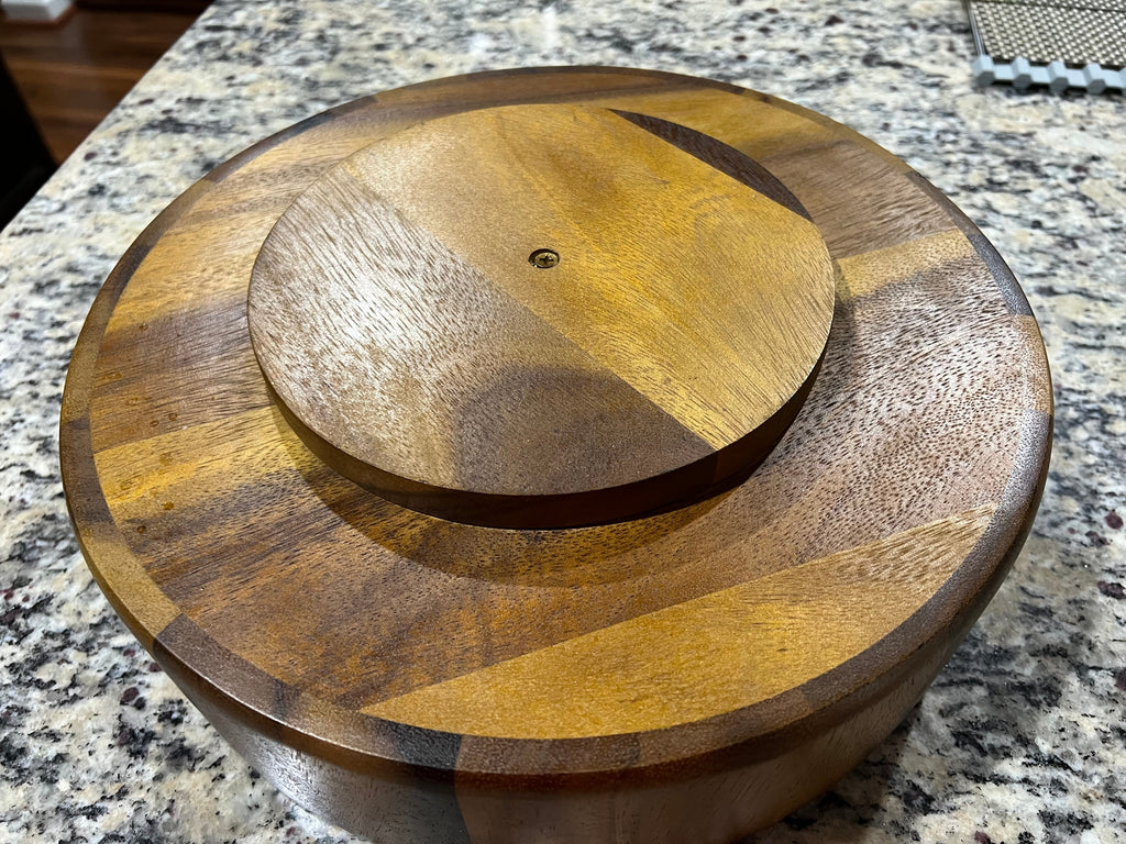 Acacia Wood Rotating Lazy Susan Divided Round Tray