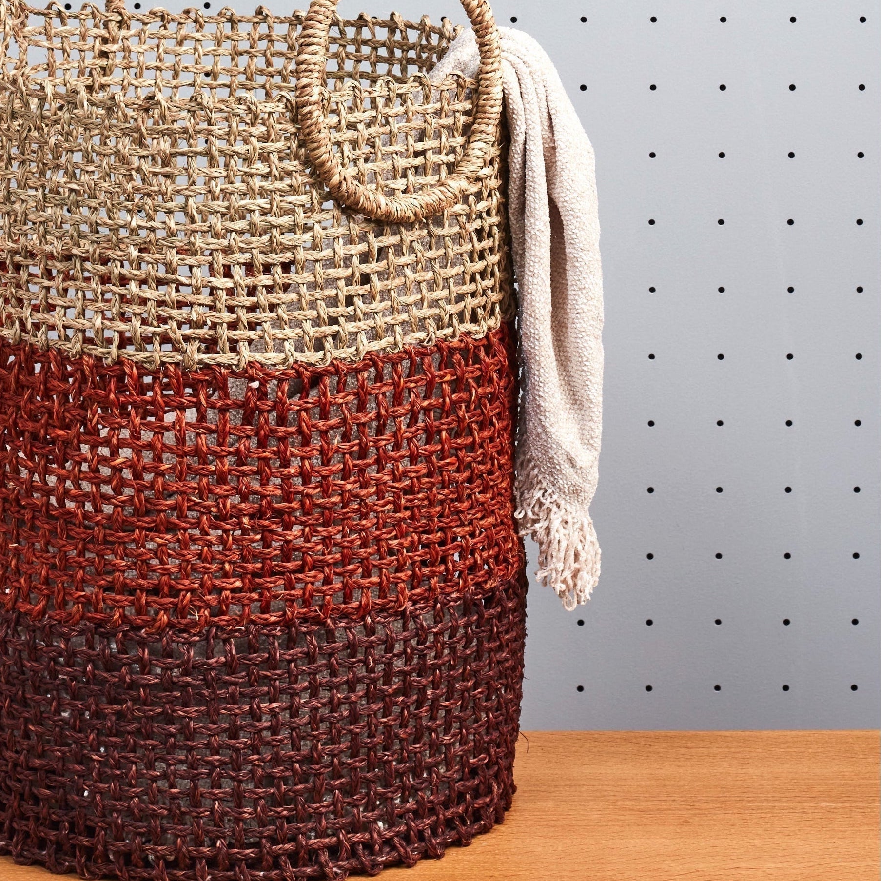 Babui laundry basket handwoven from natural sabai grass by female artisans in India — Calmly Elevated
