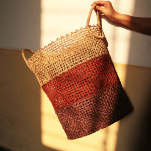 Babui laundry basket side view showing full height and natural brown tone — Calmly Elevated