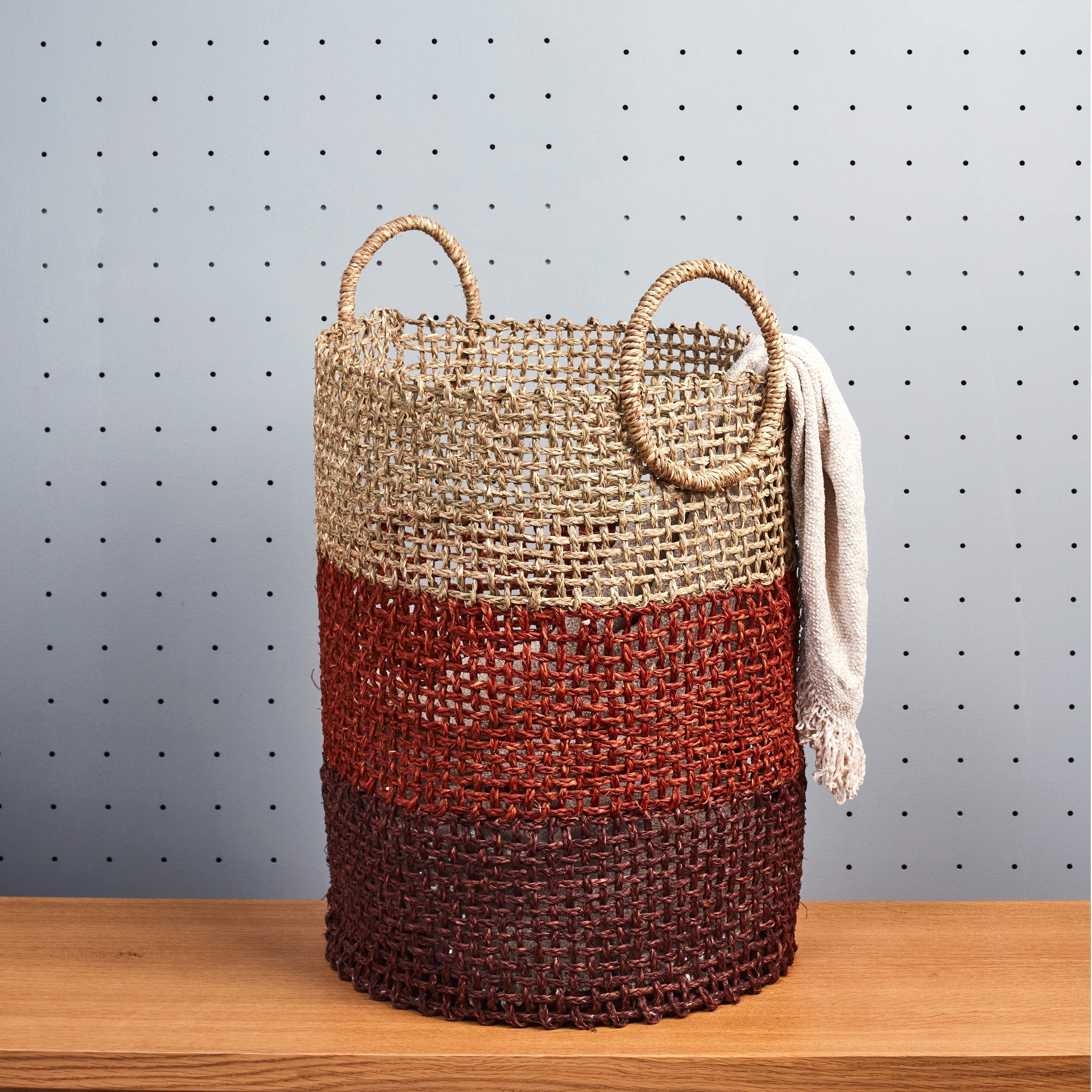 Babui sabai grass laundry basket close-up showing tight natural weave — Calmly Elevated