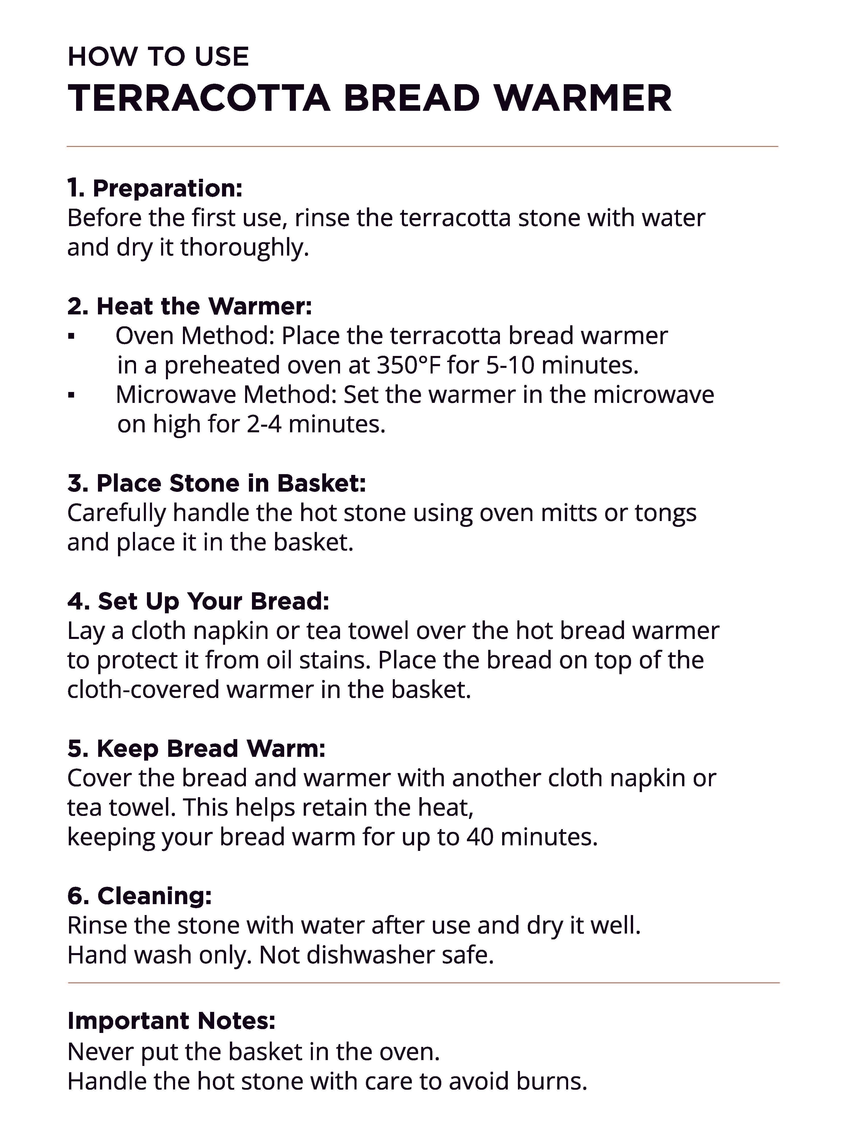 Bread warmer heating and usage instructions — Calmly Elevated