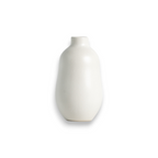 Handmade matte white stoneware bud vase with a rounded tapered form