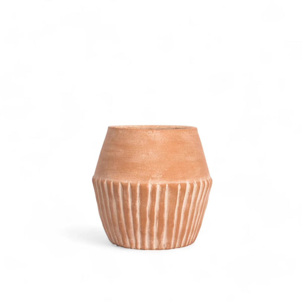 Valentina terracotta planter close-up showing natural clay finish and tone — Calmly Elevated