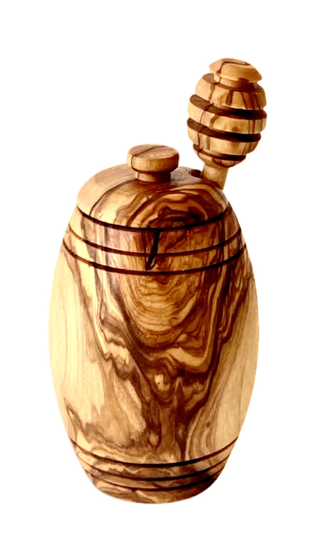 Olive Wood Honey Pot with Spoon