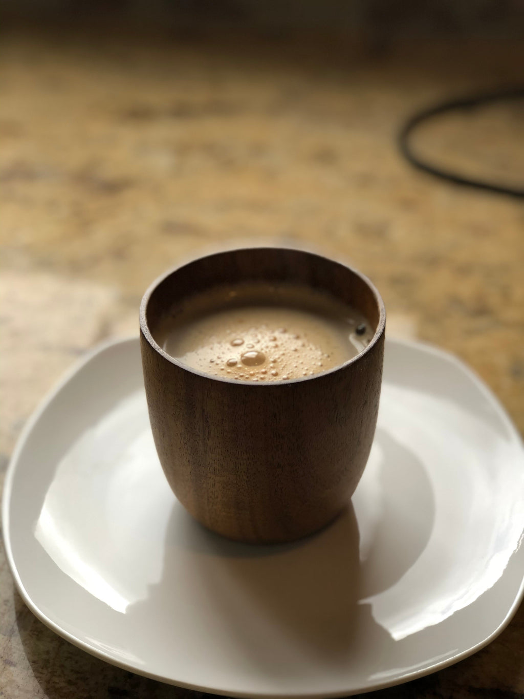 Acacia Wood Hand-Carved Cup