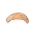 Handwoven Arch Wavy rattan pendant light in large size with a long curved silhouette on a white background