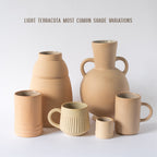 Light terracotta Tirreno pieces showing the natural range of kiln fired shade variations