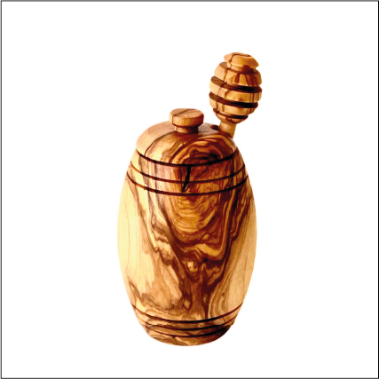 Olive Wood Honey Pot with Spoon