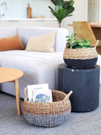 Ula Floor Basket Natural & Black Jute