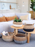 Ula Floor Basket Natural & Black Jute