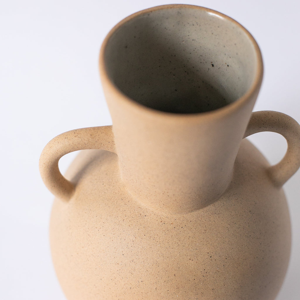 Tirreno ceramic vase unglazed raw exterior texture, handmade from local clays — Calmly Elevated