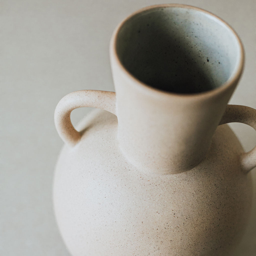 Tirreno artisan vase side view showing kiln-fired natural surface variation — Calmly Elevated