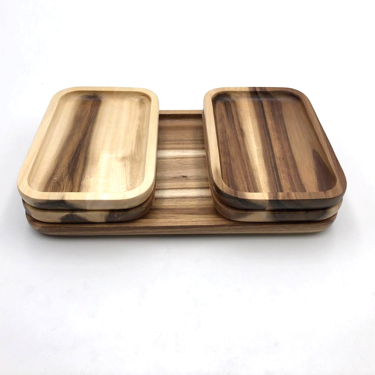 Acacia Wood Rectangle Serving Trays Set of 3
