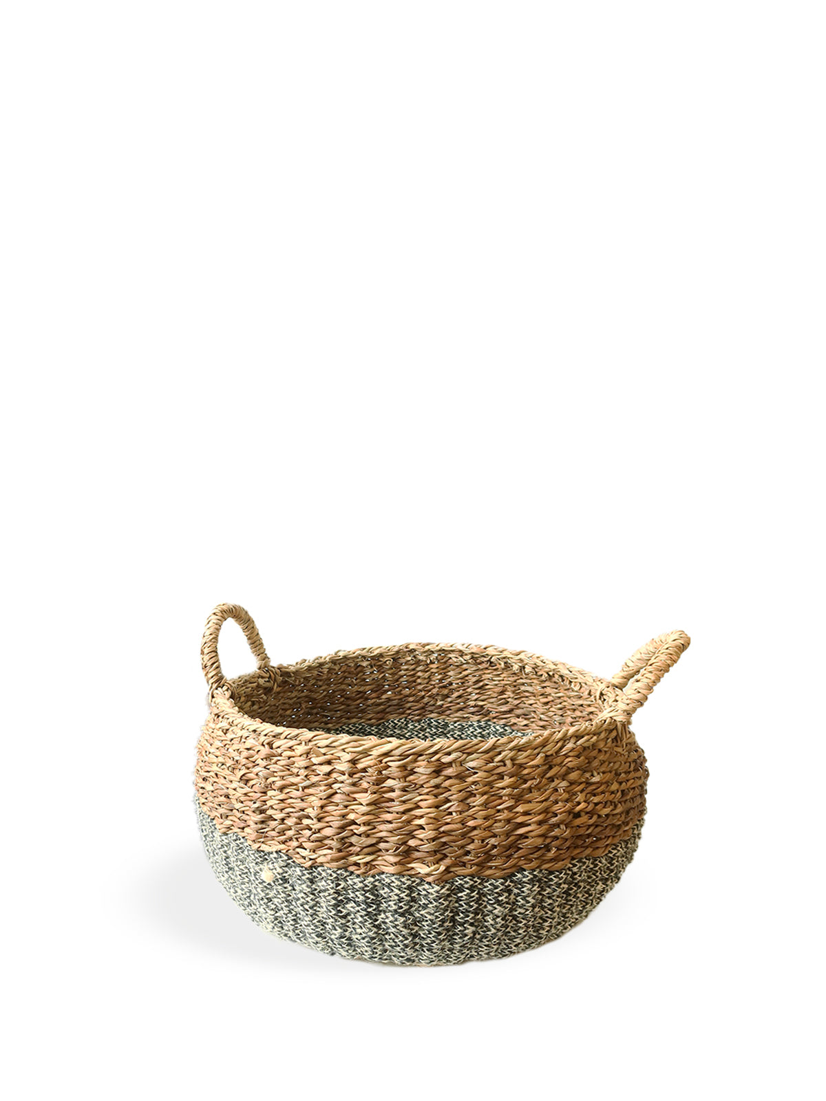 Ula Floor Basket single gray large size handwoven jute seagrass — Calmly Elevated