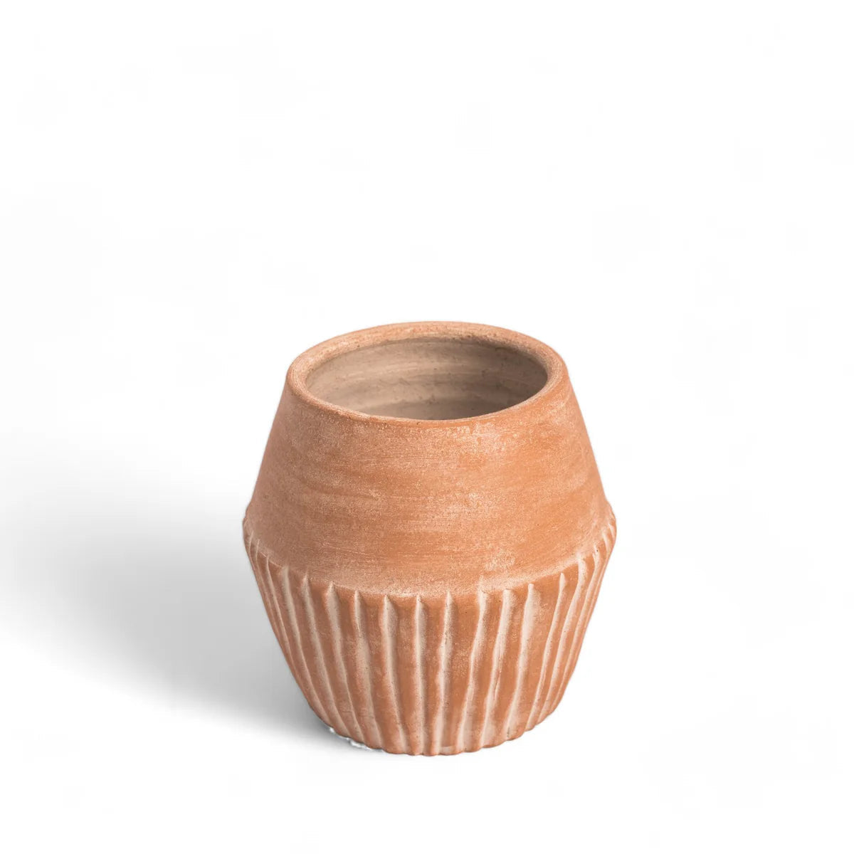 Valentina terracotta planter top view showing tall square form — Calmly Elevated