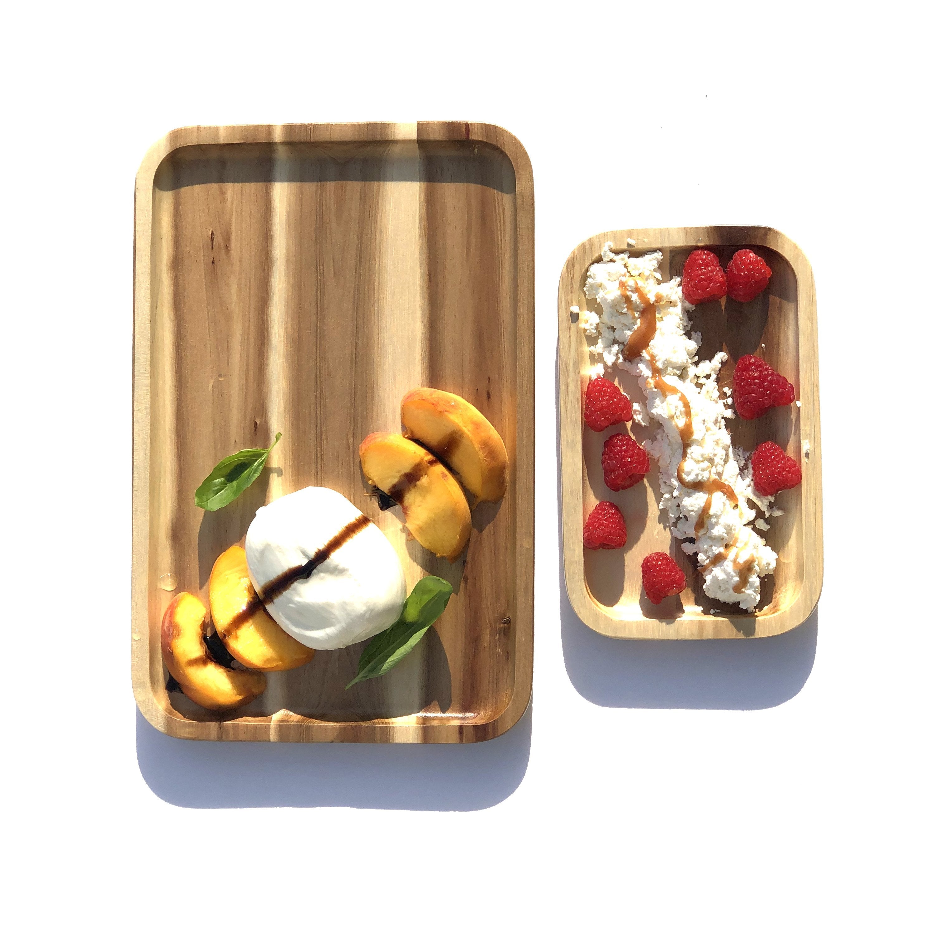 Acacia Wood Set of 2 Rectangle Platters