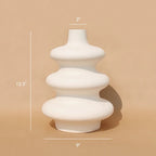 White Mezo vase with size markings showing its 12.5 inch height