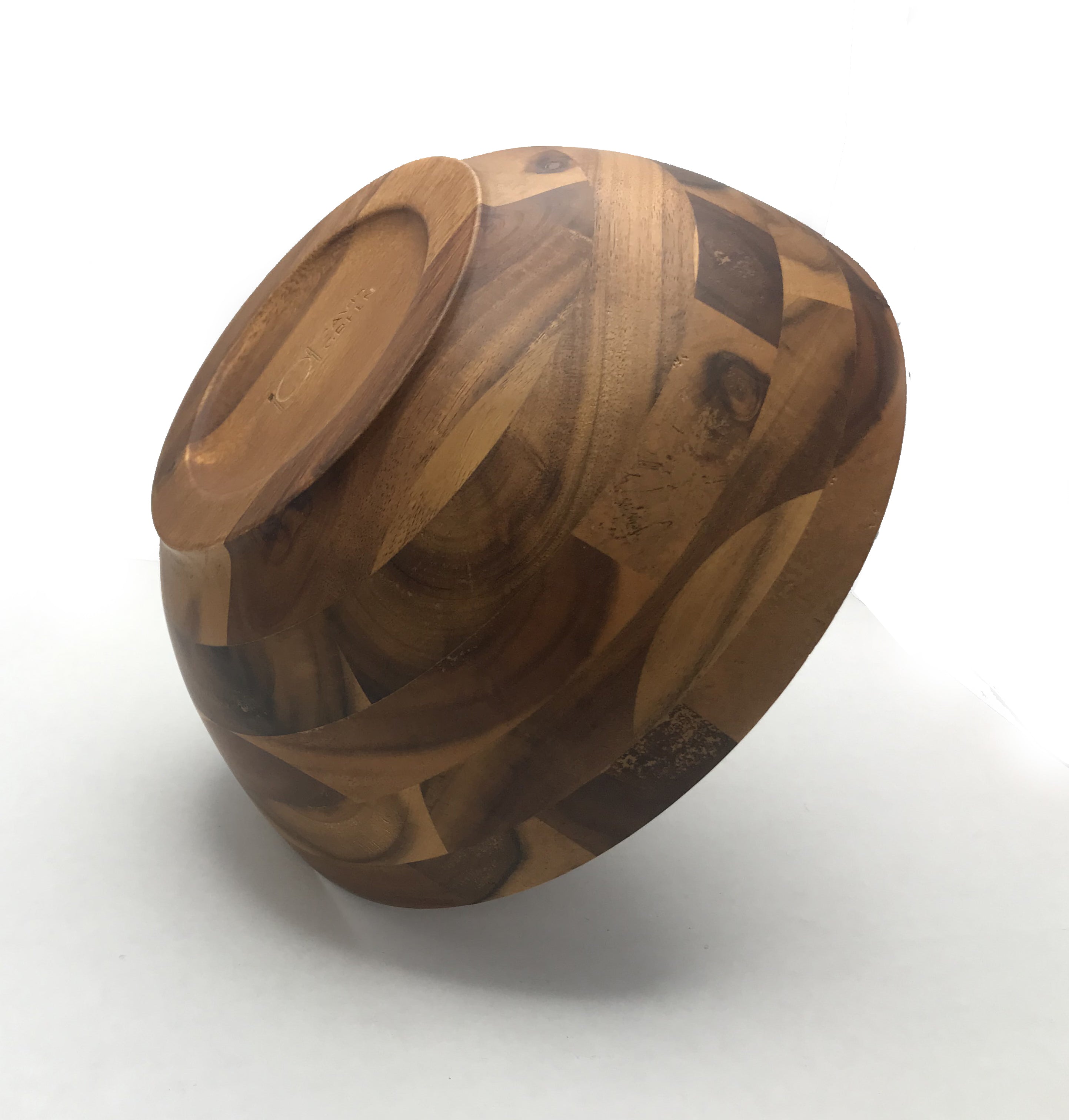 Acacia Wood Large Round Salad Bowl 10" Set of 6