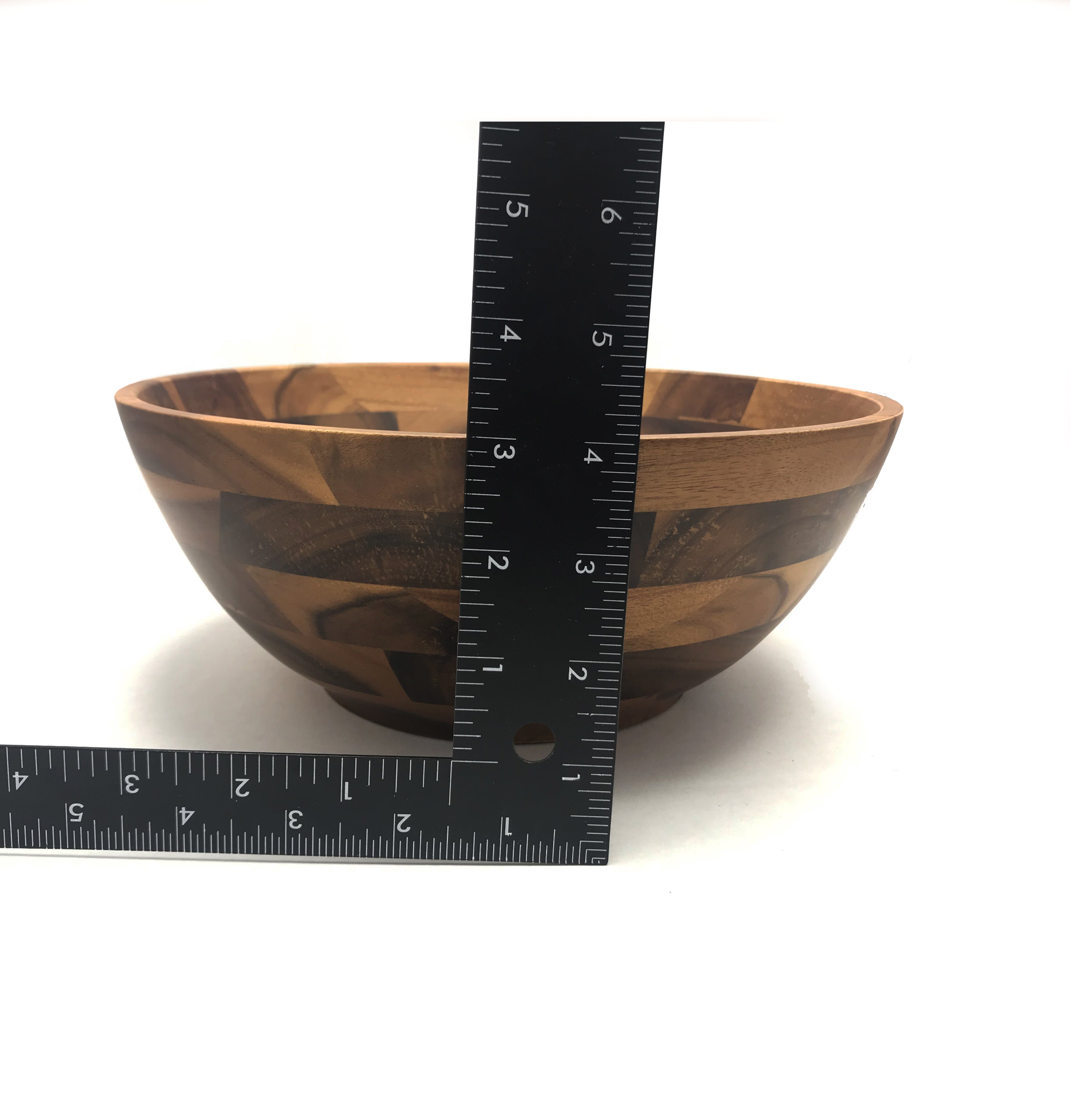 Acacia Wood Large Round Salad Bowl 10" Set of 6
