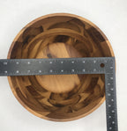 Acacia Wood Large Round Salad Bowl 10" Set of 6
