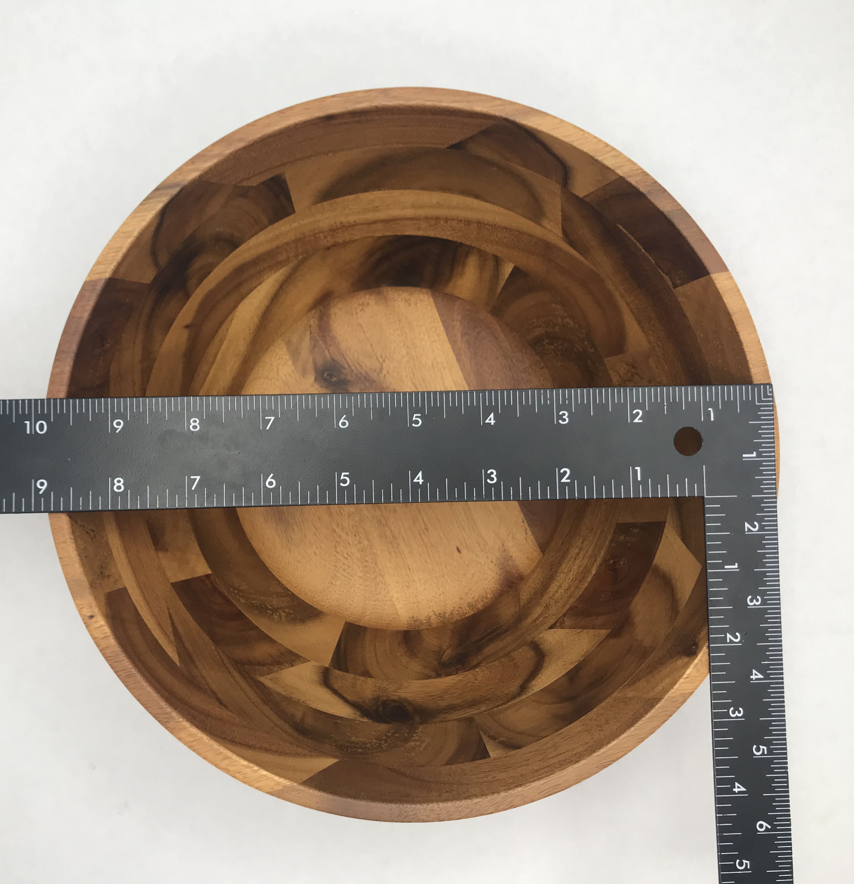 Acacia Wood Large Round Salad Bowl 10" Set of 6