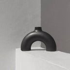 Half Polo ceramic vase black flat-back architectural form — Calmly Elevated