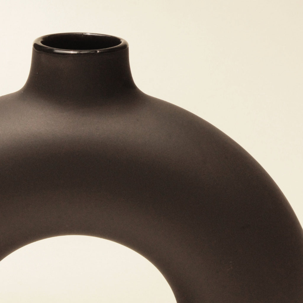Half Polo vase black styled with dried florals, minimalist home décor — Calmly Elevated