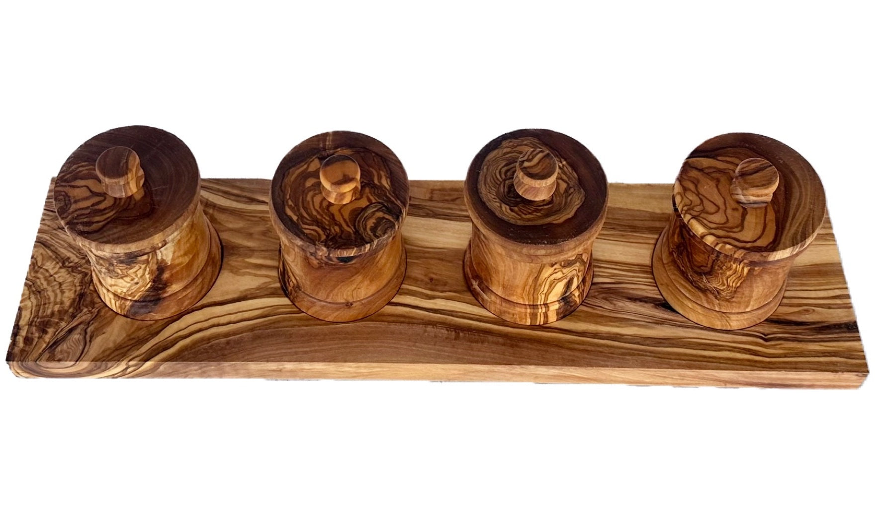 Olive Wood Canister Set with Base