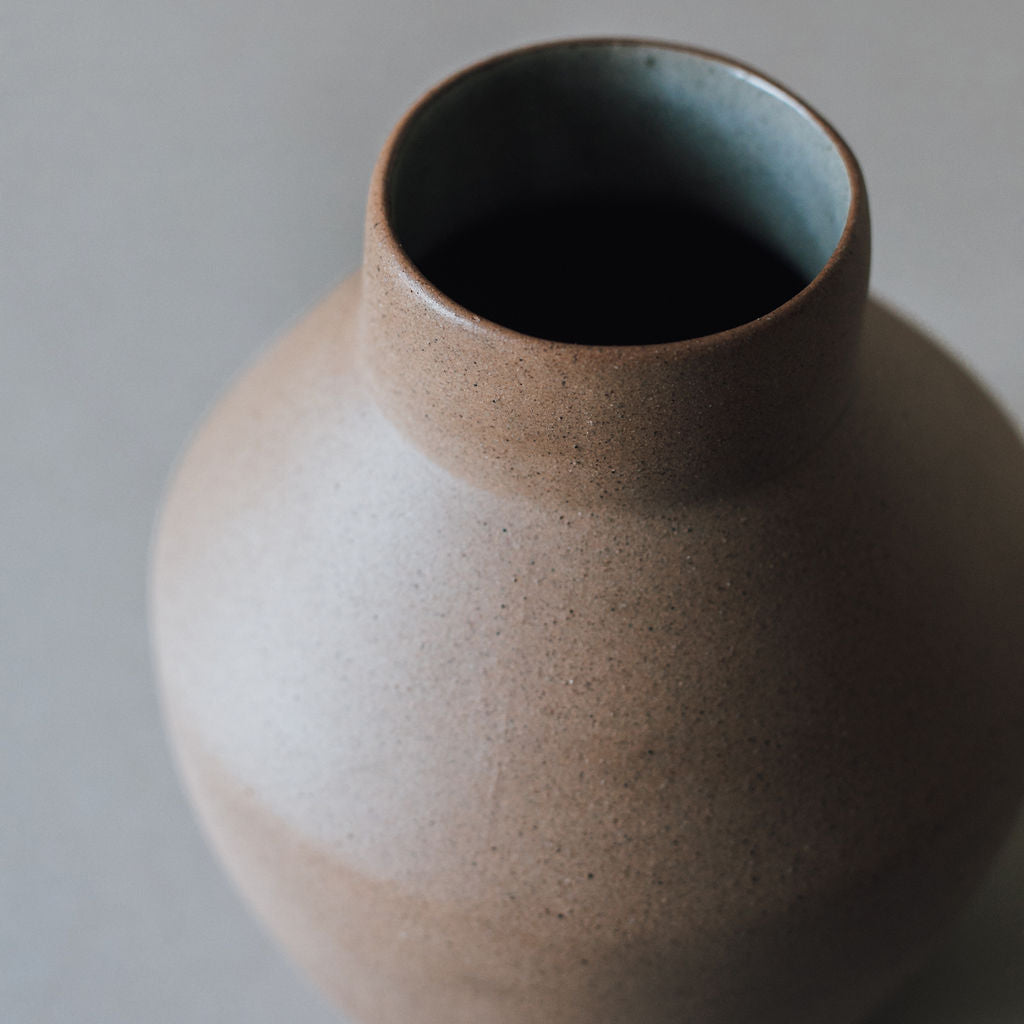 Egeo artisan vase with dried botanicals, earthy minimalist home décor — Calmly Elevated