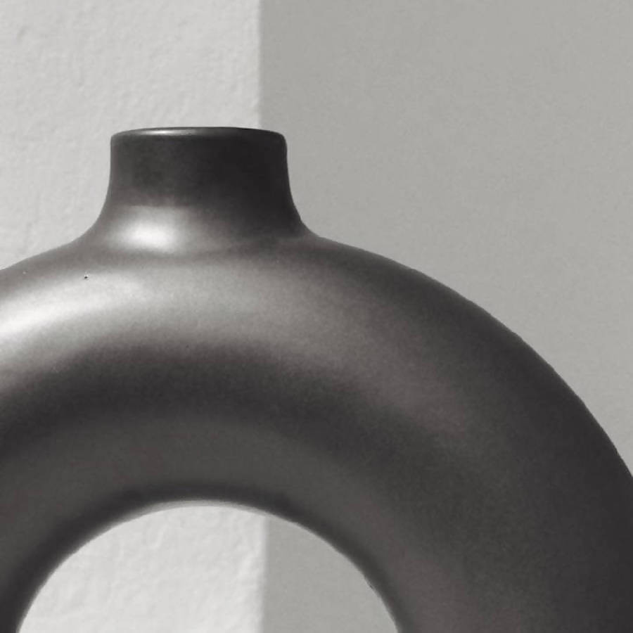 Half Polo black vase styled with dried botanicals on minimalist shelf — Calmly Elevated