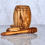 Olive Wood Honey Pot with Spoon
