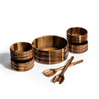 Acacia Wood Salad Bowl Set 7Pcs with Servers