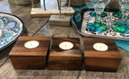 Acacia Wood Candle Holder Set