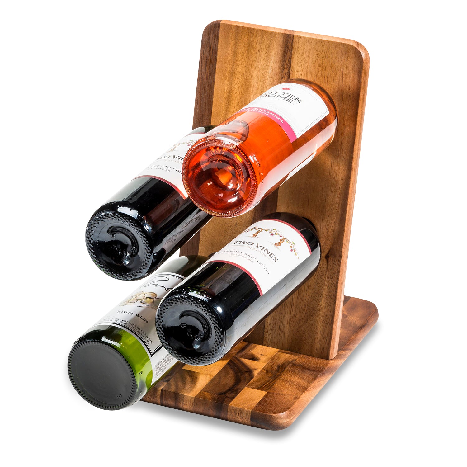 Acacia Wood Floating Wine Bottle Holder 4 Bottle