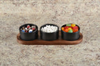 Acacia Wood Black Ceramic Condiment Set