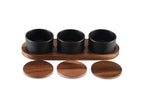 Acacia Wood Black Ceramic Condiment Set