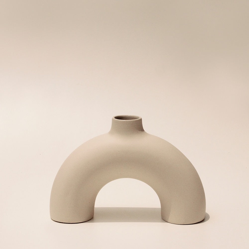 Half Polo off white semi-circular sculptural vase by Osmos Studio — Calmly Elevated
