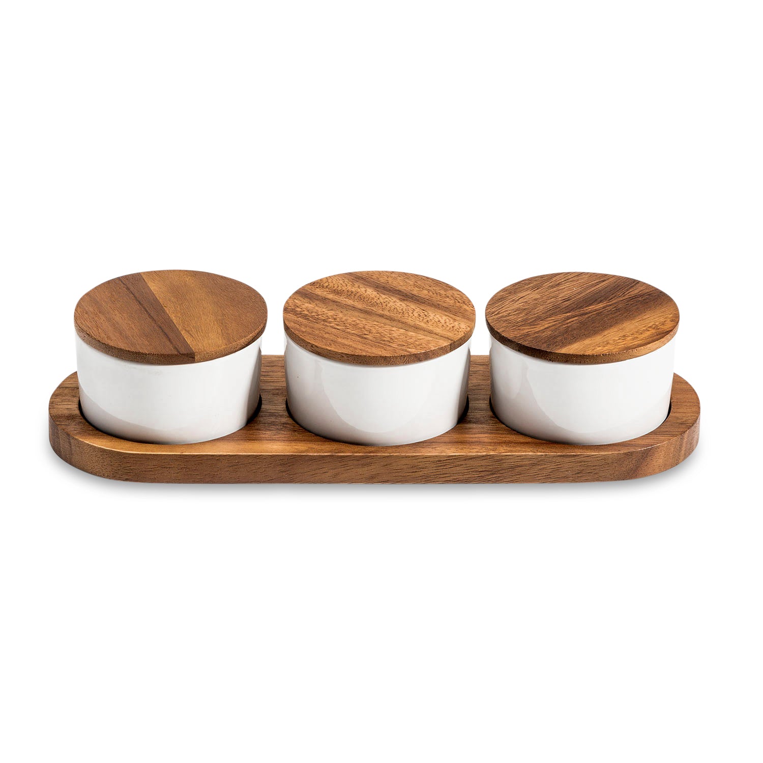 Acacia Wood Condiment Serving Set of 3