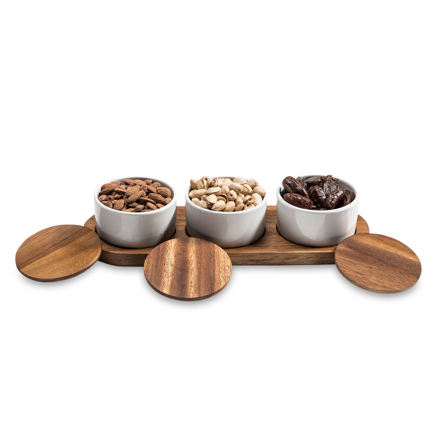 Acacia Wood Condiment Serving Set of 3