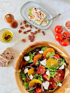 Acacia Wood Large Round Salad Bowl 10" Set of 6