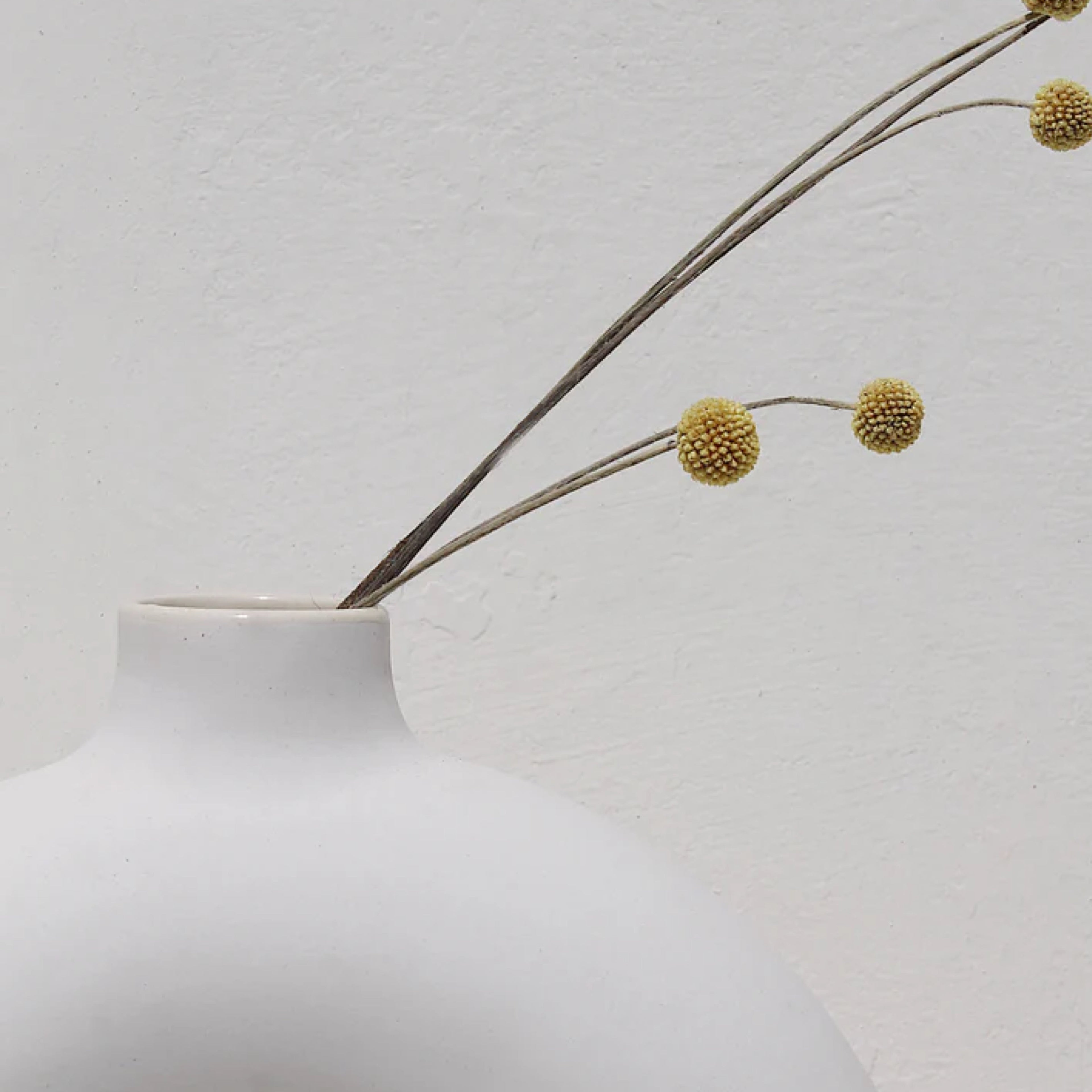 Half Polo vase off white side profile view, handcrafted by Osmos Studio — Calmly Elevated