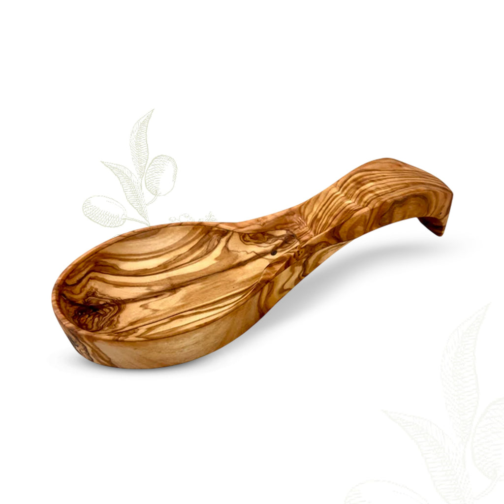 Olive wood spoonrest with a wavy handle by calmly elevated, Table collection