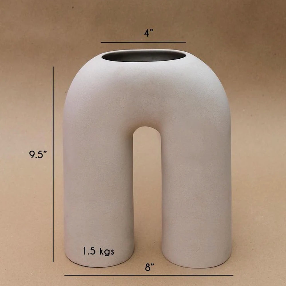Zo white ceramic vase front view, modern minimalist home décor — Calmly Elevated